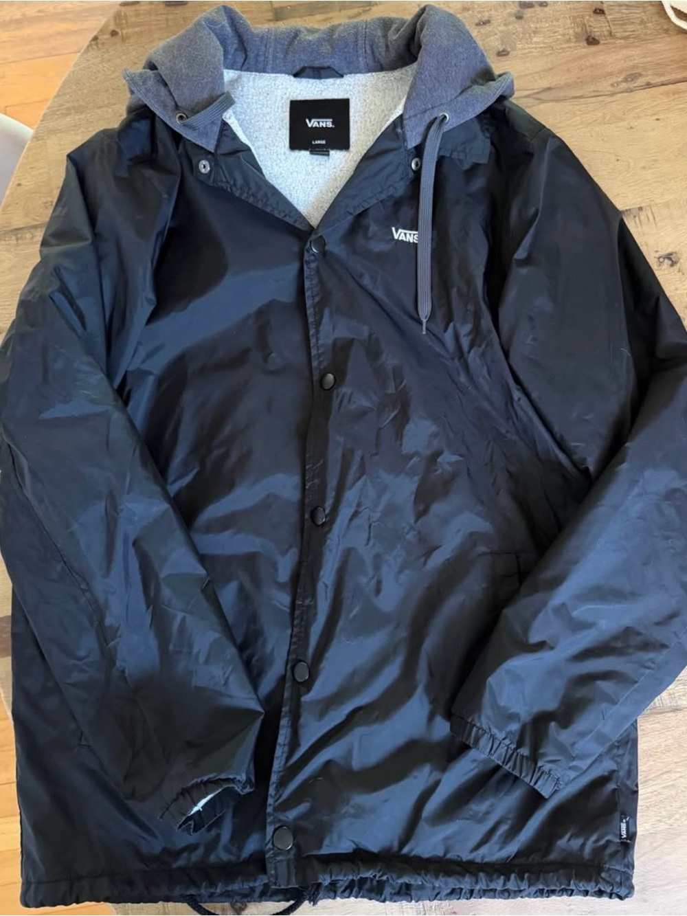 Vans Black Windbreaker Jacket with Gray Hood Lining